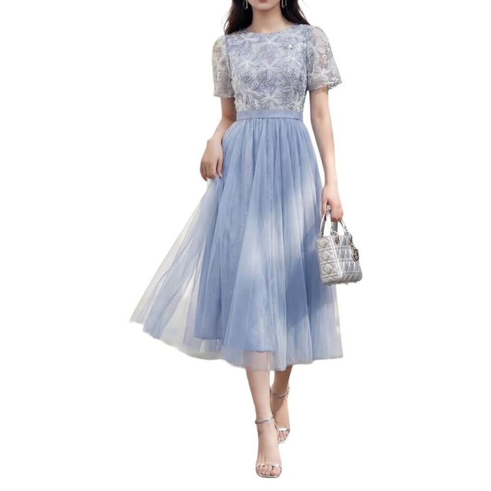 Burryco Womens  Short Sleeve Midi Dress